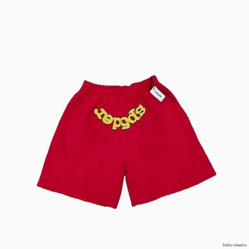 Sp5der Foam Print Street Style Red Casual Shorts