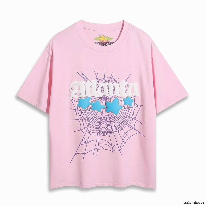 Sp5der Star Network Print Pink T-shirt