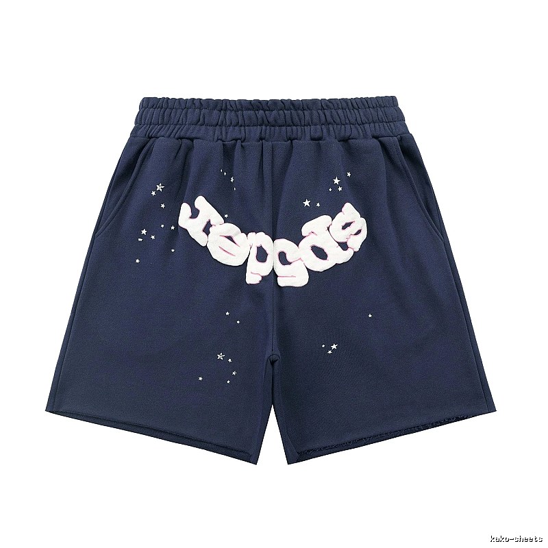 Sp5der Star Print Shorts (Navy Blue)