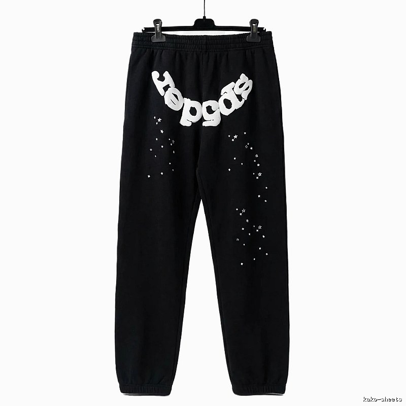 Sp5der Star Print Trendy and Cool Black Pants