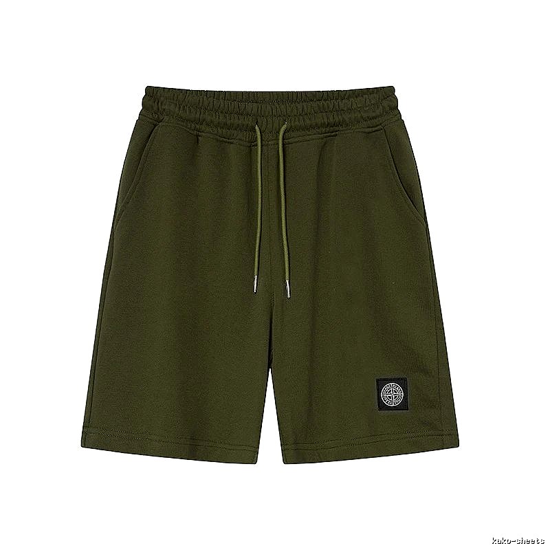 Stone Island Badge Casual Style Army Green Shorts