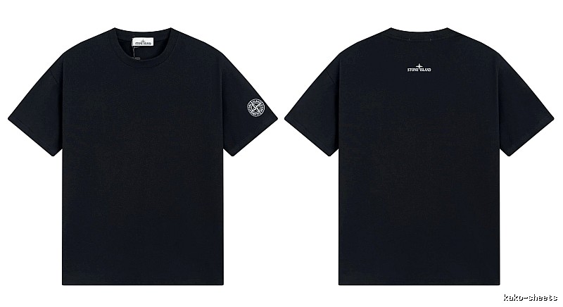 Stone Island Badge Techwear Style Black Short Sleeve T-Shirt