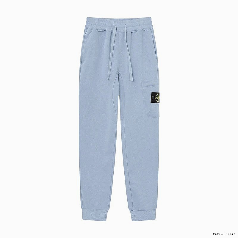Stone Island Compass Badge Street Style Light Blue Cuffed Jogger Sweatpants