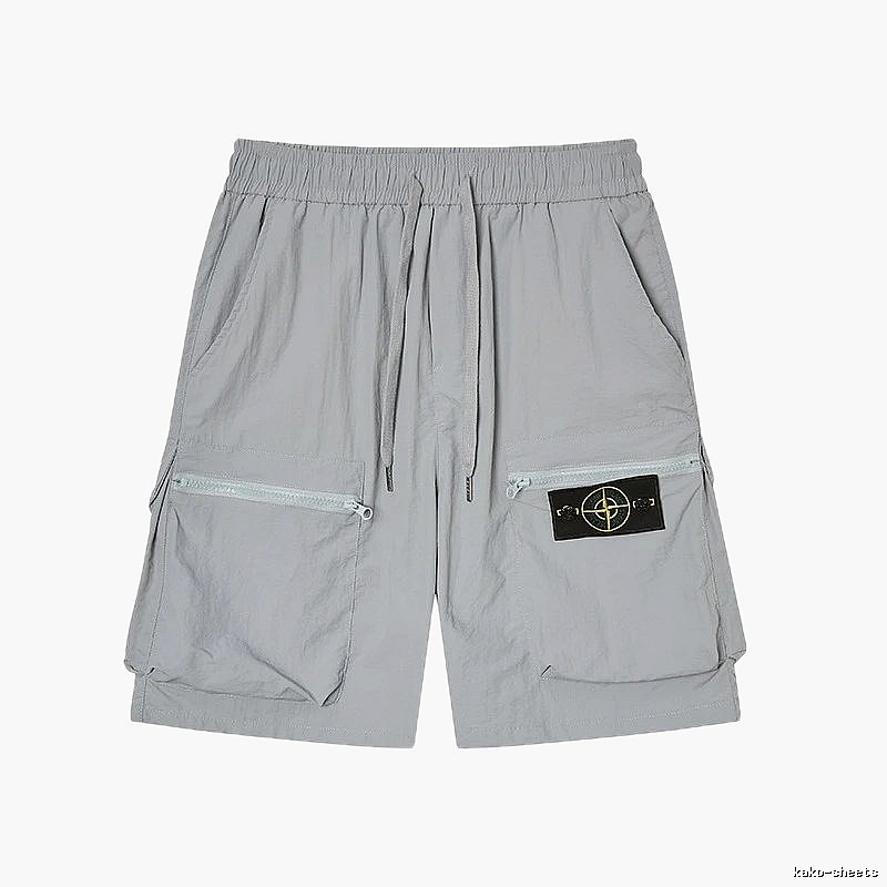 Stone Island Compass Badge Workwear Style Light Grey Shorts