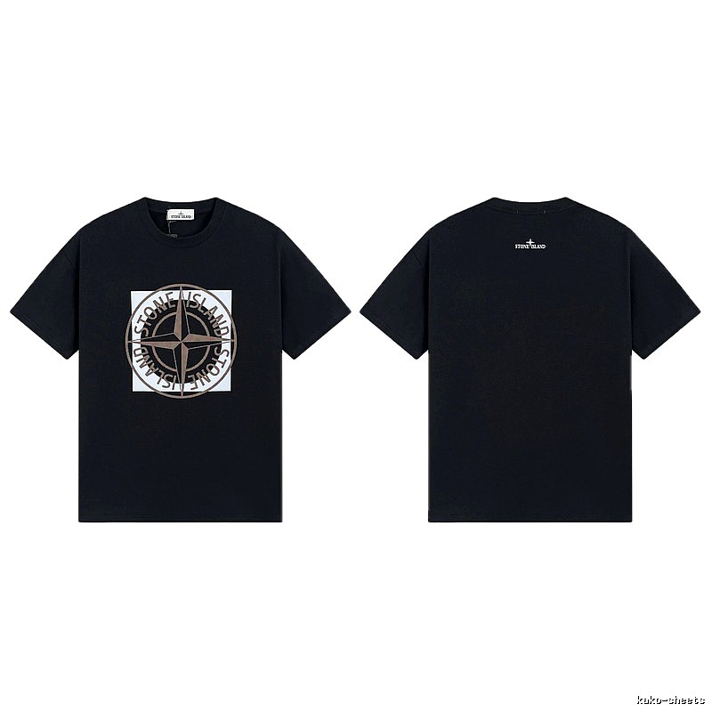 Stone Island Compass Print Street Style Black T-Shirt