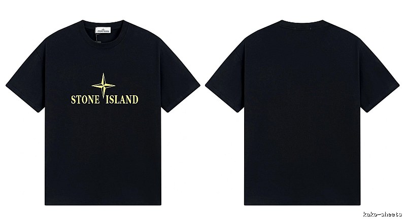 Stone Island Compass Print Street Style Black T-Shirt