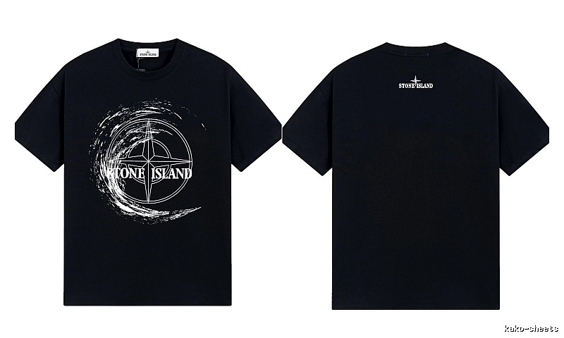 Stone Island Compass Print Street Style Black T-Shirt