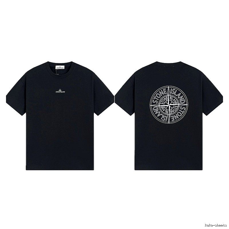 Stone Island Compass Print Trendy Cool Black T-Shirt