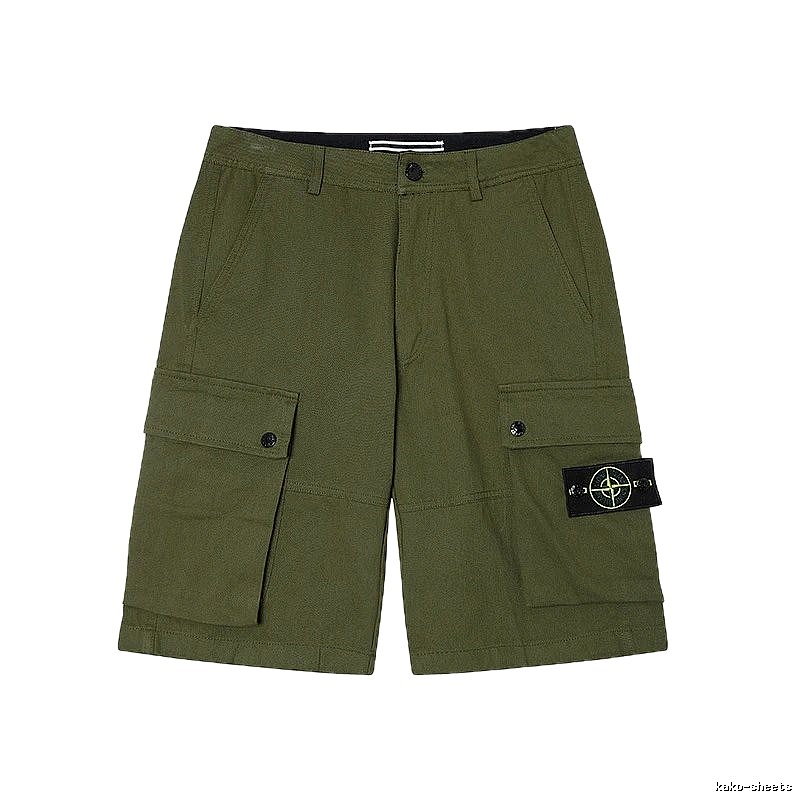 Stone Island Compass Workwear Style Army Green Cargo Shorts