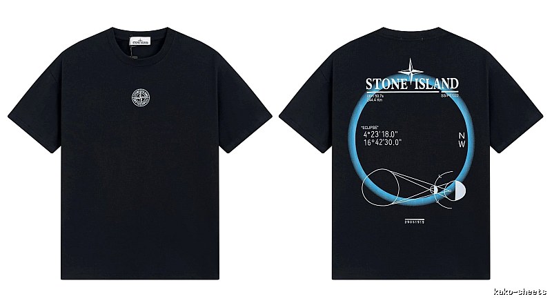 Stone Island Eclipse Collection Techwear Style Black Short-sleeve T-shirt