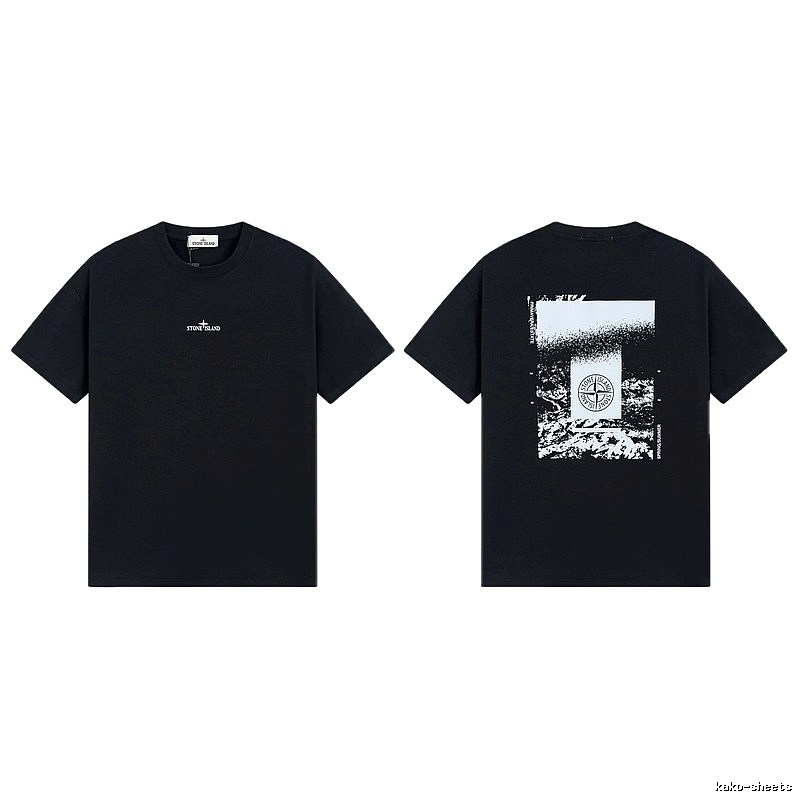Stone Island Printed Functional Style Black Short Sleeve T-Shirt