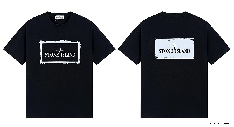 Stone Island Printed Street Style Black T-Shirt