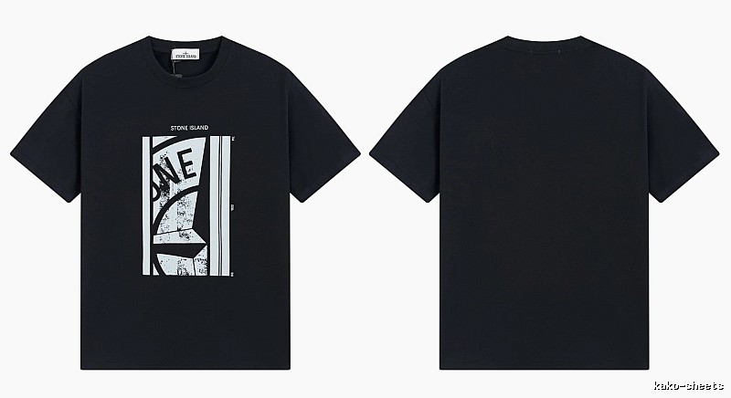Stone Island Printed Street Style Black T-shirt