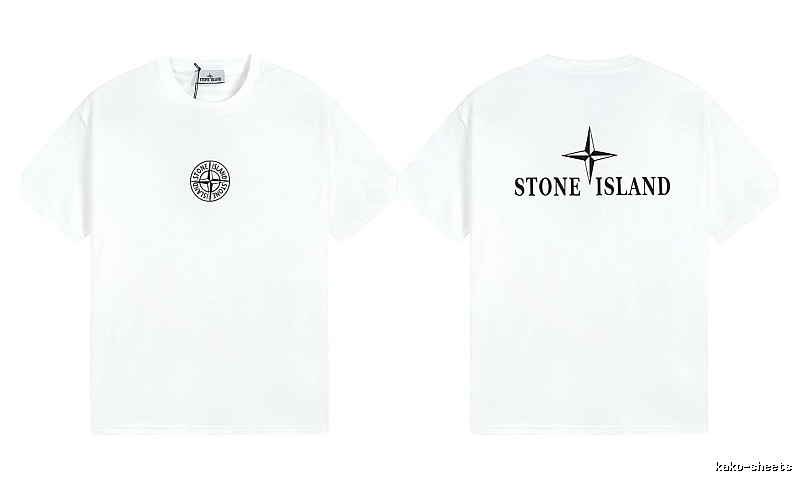 Stone Island Printed Street Style White Short Sleeve T-shirt