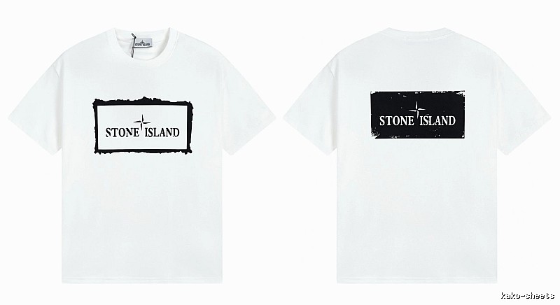 Stone Island Printed Street Style White Short Sleeve T-Shirt
