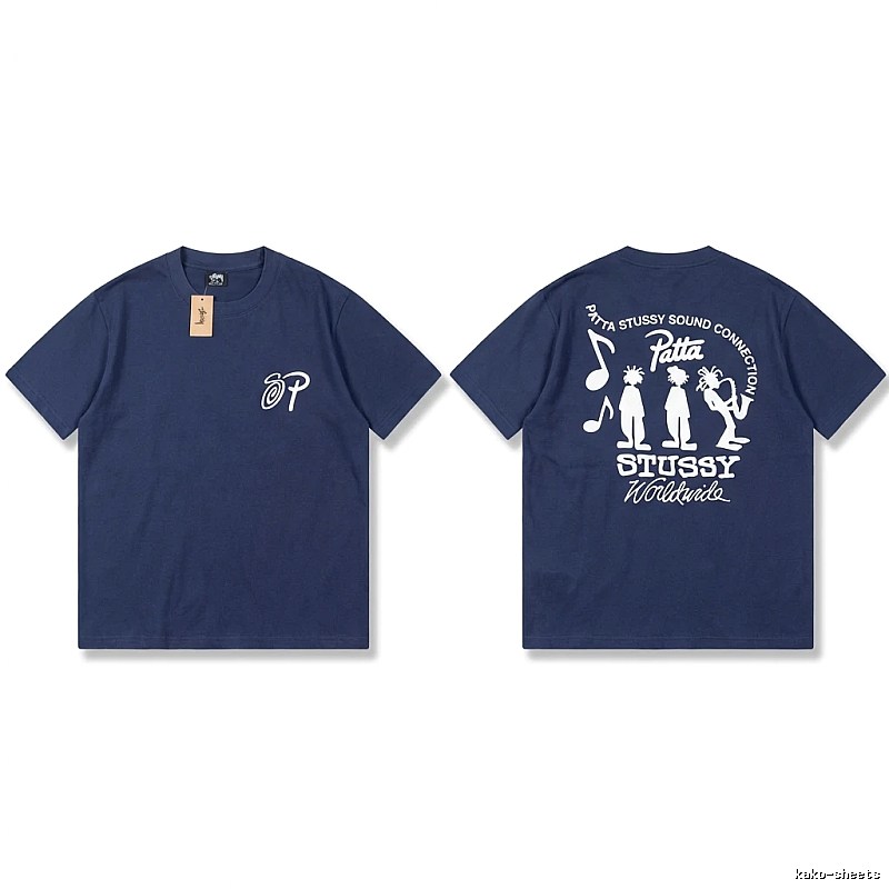 Stussy Co-branded Hip-hop Style Navy Blue T-shirt