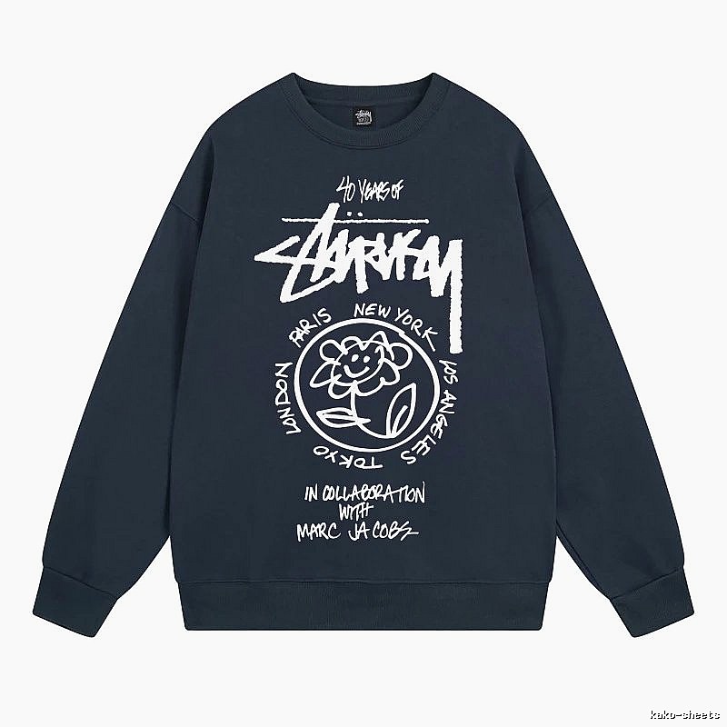 Stussy Navy Style 539 Graphic SweatShirt Poolside Style