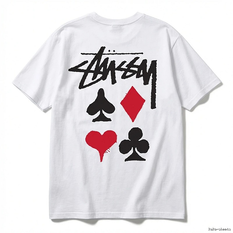 Stussy Poker Print Simple White T-shirt