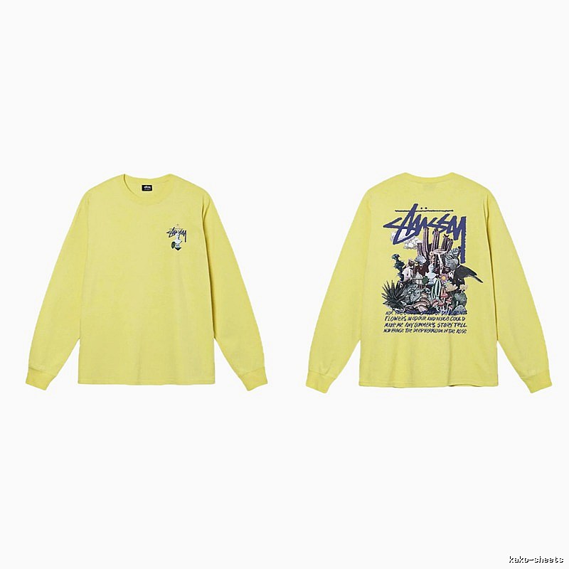 Stussy printed trendy brand style yellow long-sleeve