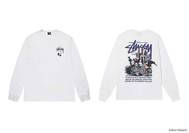 Stussy printed trendy white long-sleeve