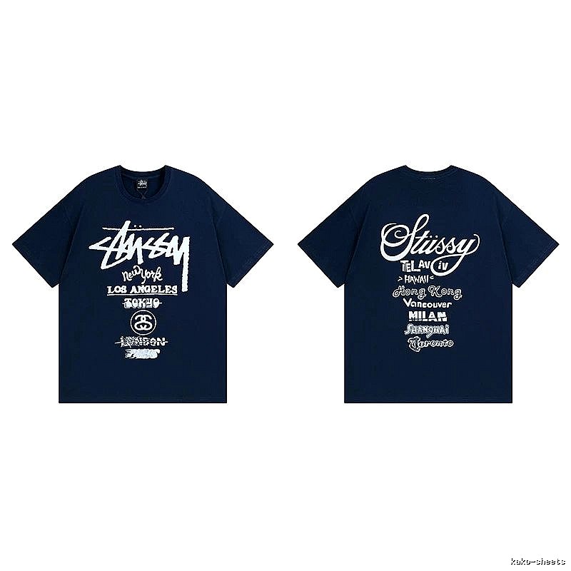Stussy Simple Logo Finish Spider Graphic T-Shirt Minimal Look