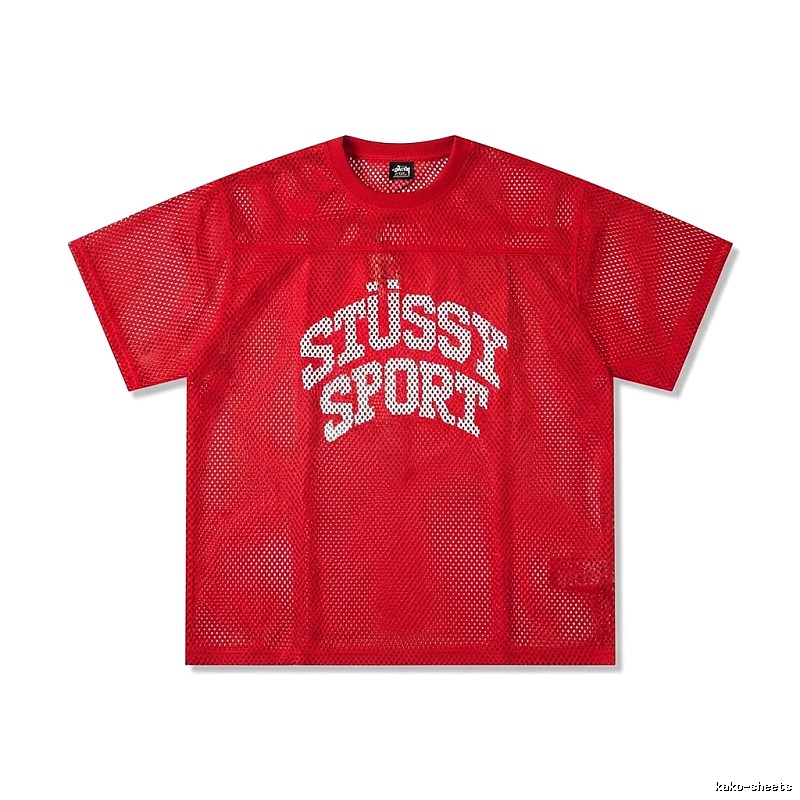 Stussy Sport series red trendy short-sleeved shirt.