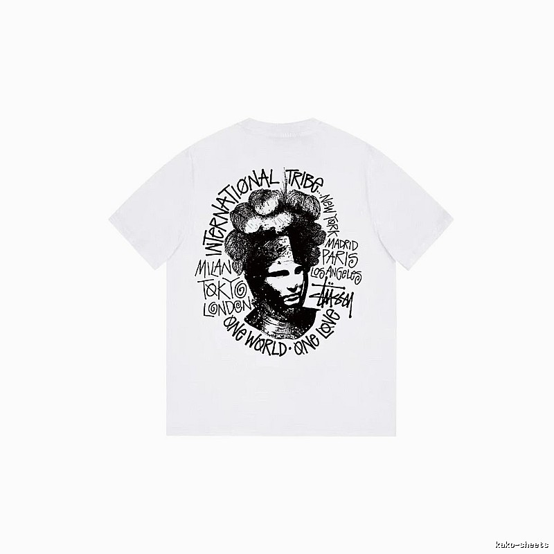 Stussy Summer Graphic T-shirt Black White Stussy with Bold Graphic