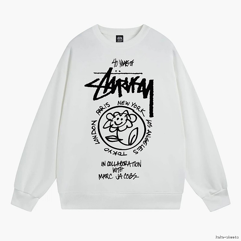 Stussy White Style 539 Graphic SweatShirt Airport Outfit
