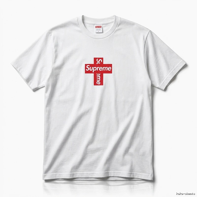 Supreme Cross Trend Brand White T-shirt