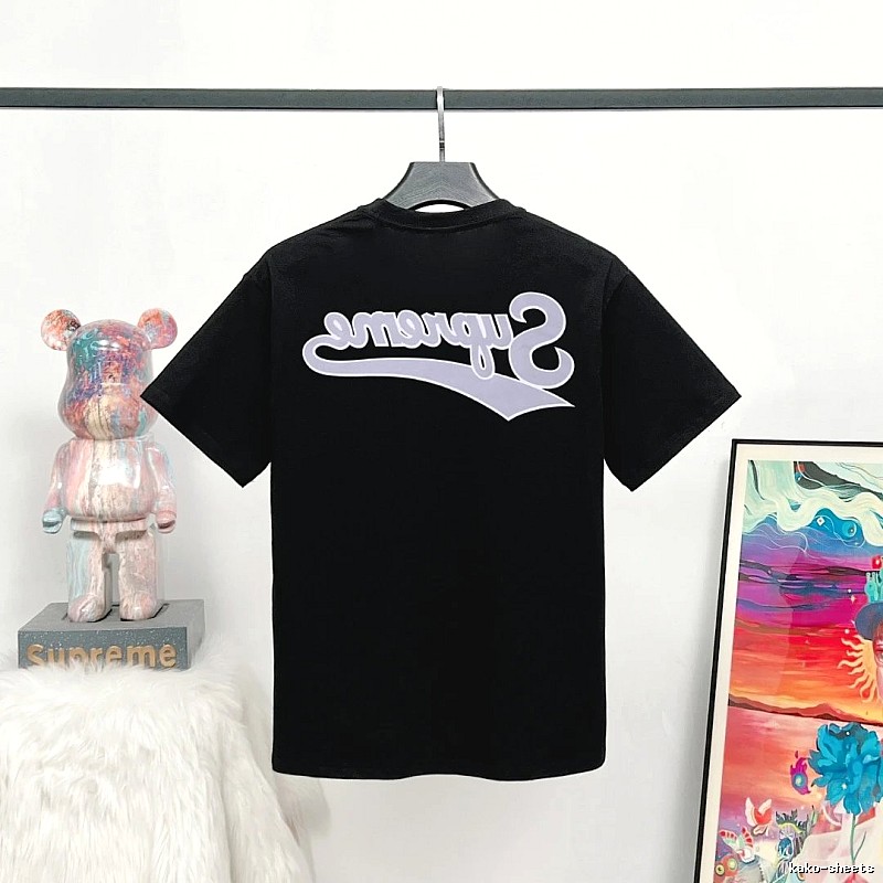 Supreme Inverted Logo Street Style Black Short-sleeve T-shirt