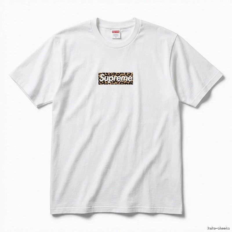 Supreme leopard - print style white T - shirt