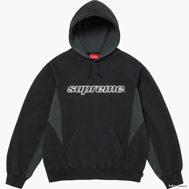 Supreme patchwork-style black hoodie