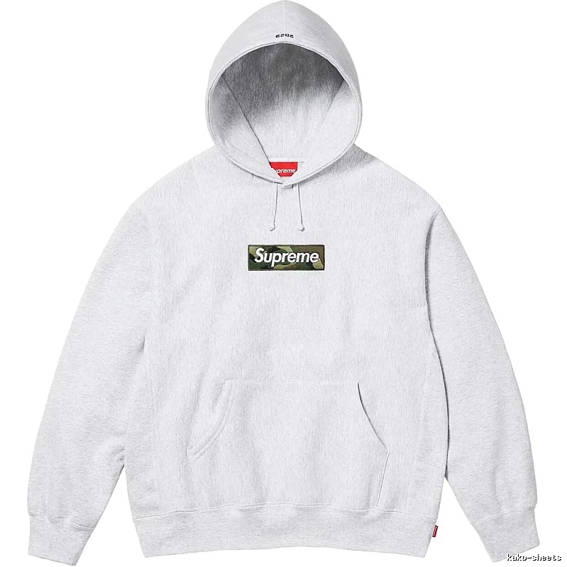 Supreme Patterned Logo hoodie Gray Red Oversized with Polished Detail