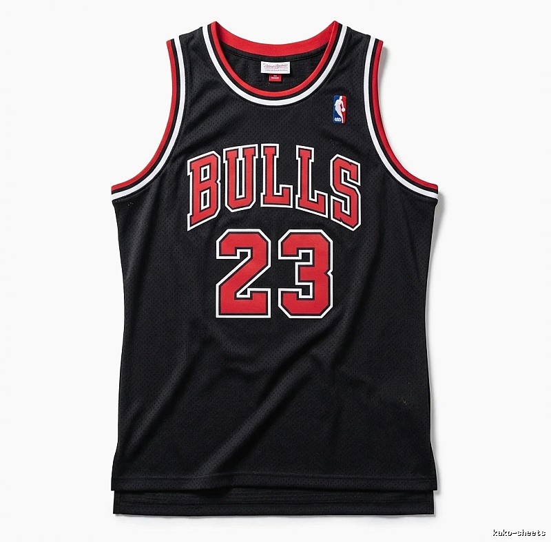 The classic black and red basketball uniforms of the Michael Jordan.