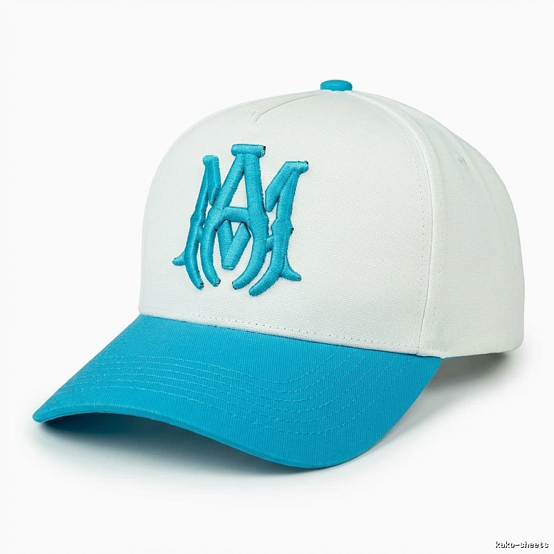 The classic blue and white baseball cap of AMIRI