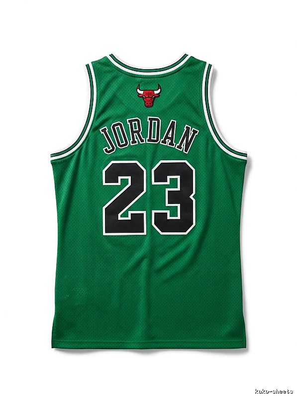 The green jersey with the number 23 of Michael Jordan