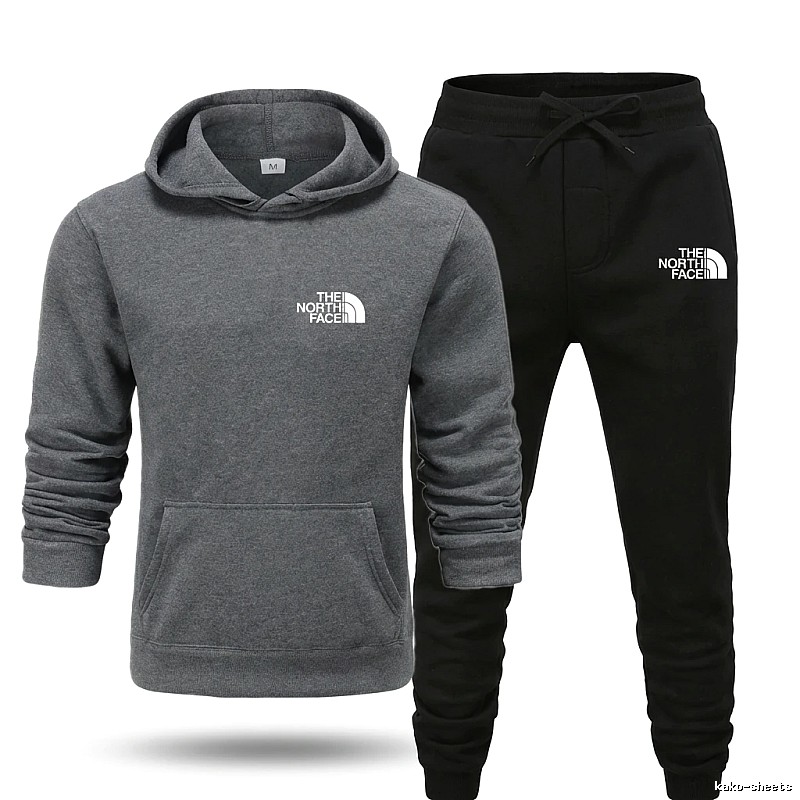 The North Face Simple Gray and Black Sportswear Set