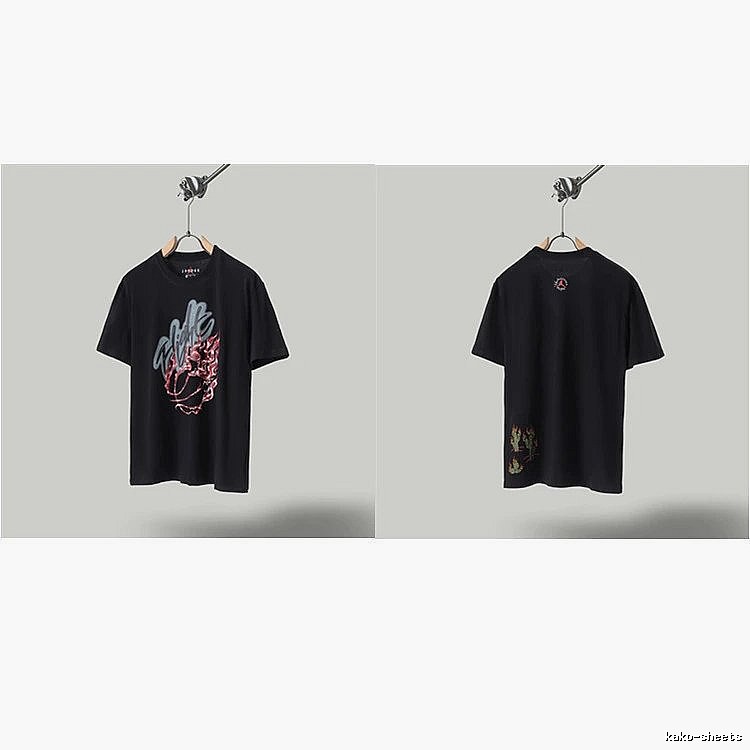 Travis Scott x Air Jordan Graffiti-style Black Short-sleeve T-shirt