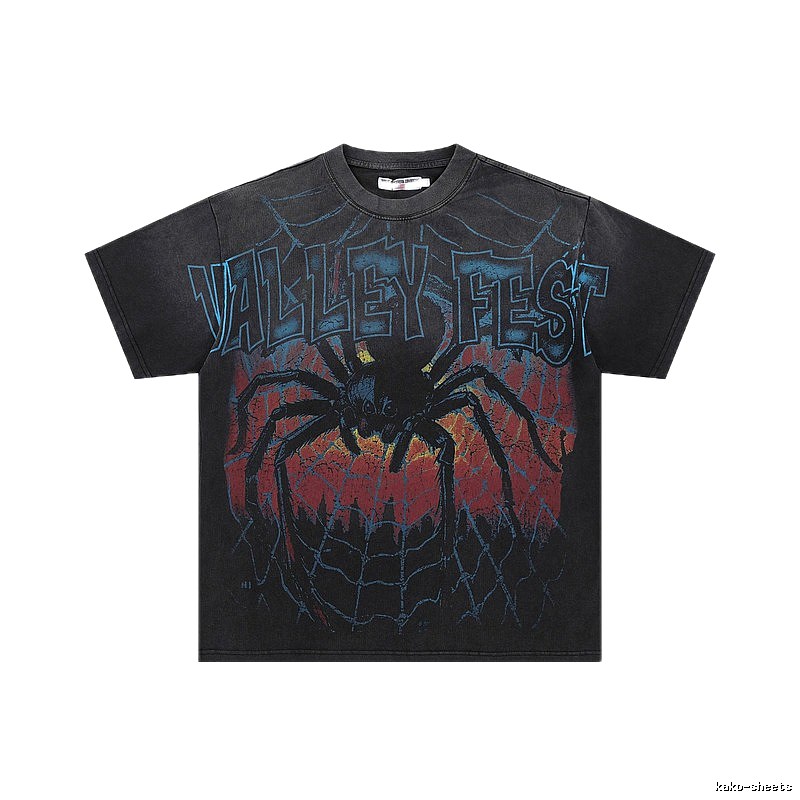 Valley Fest Spider Vintage Distressed Black T-Shirt