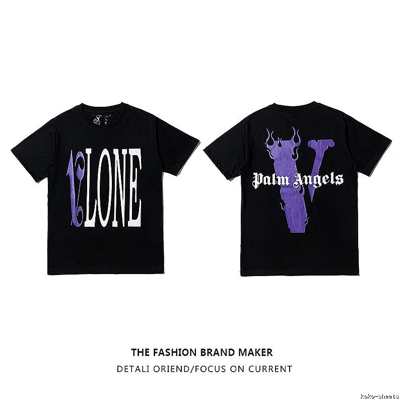 Vlone Premium Style Logo T-shirt Black Purple Vlone for Resort Outfits